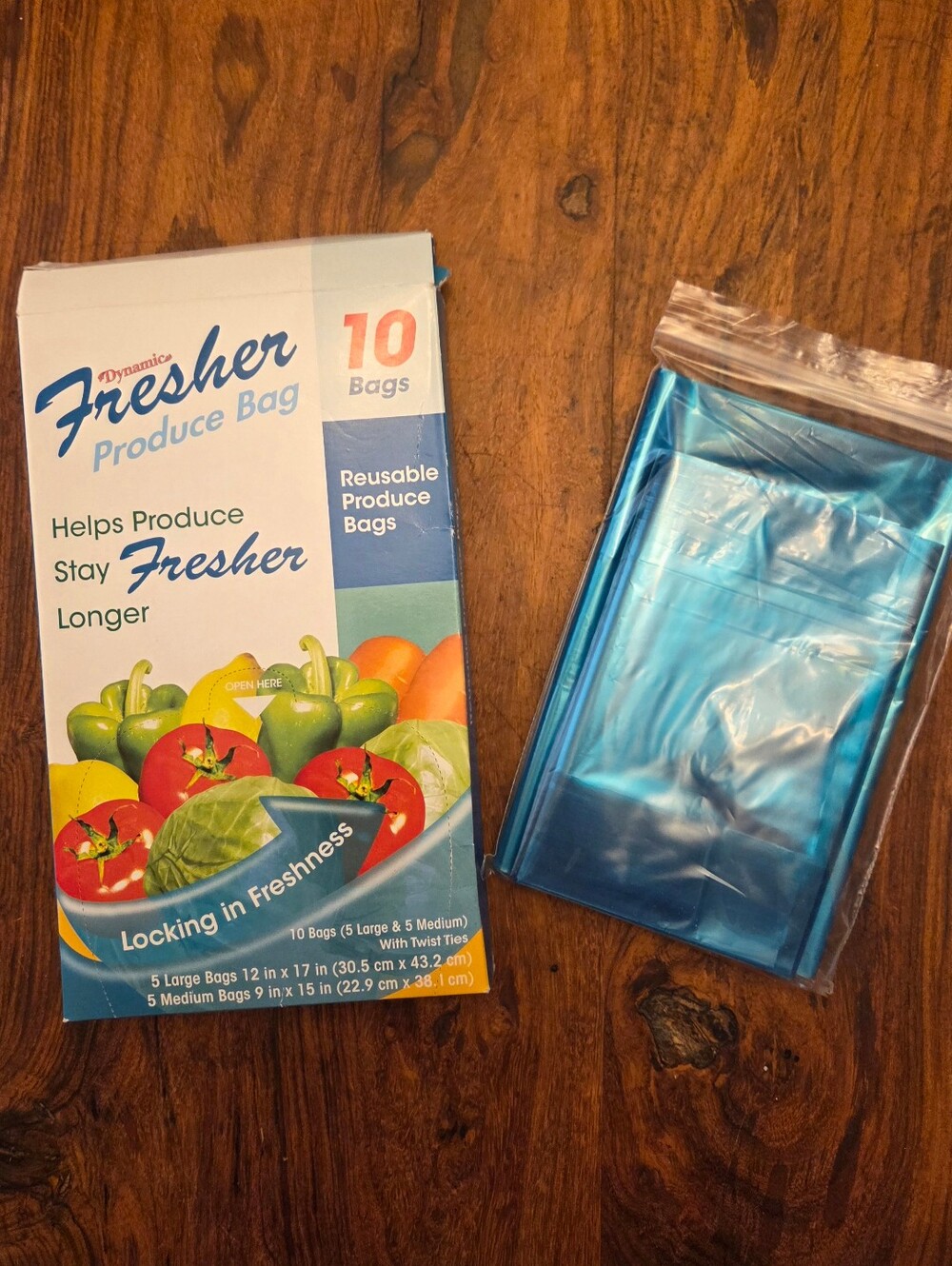 Dynamic Fresher Reusable Produce Bags - 10 Bags With Twist Ties